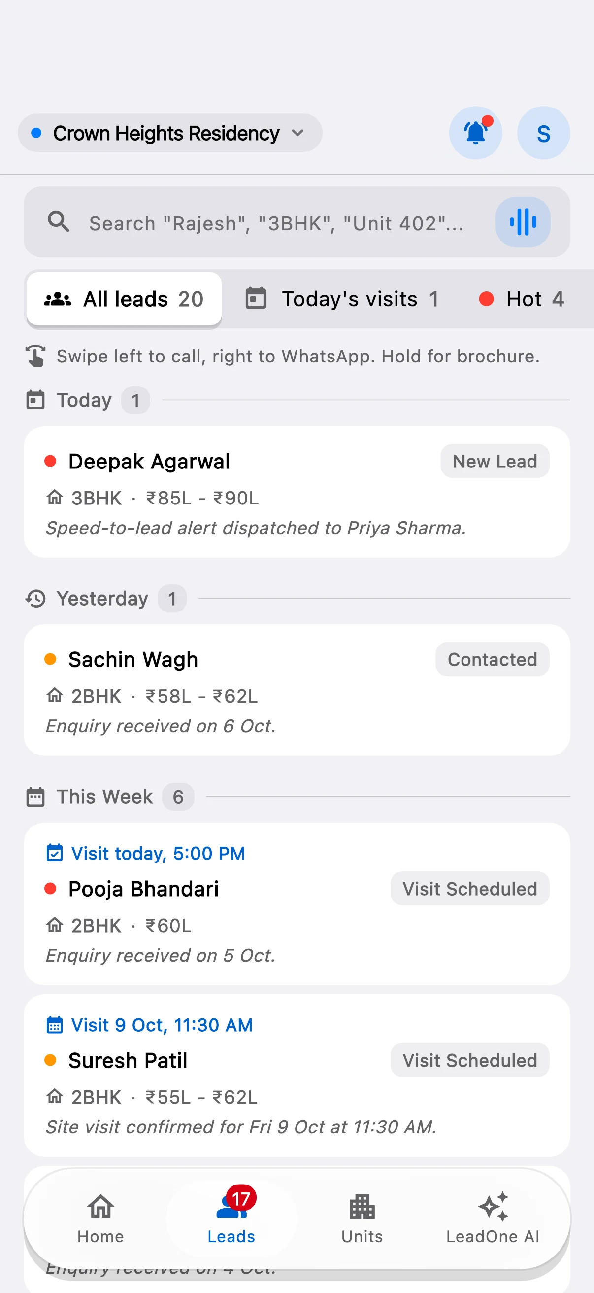 LeadOne AI app: Every lead, one place